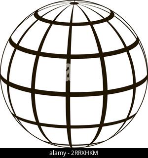 Globo a reticolo linee parallele Meridian modello superficie reticolo Illustrazione Vettoriale