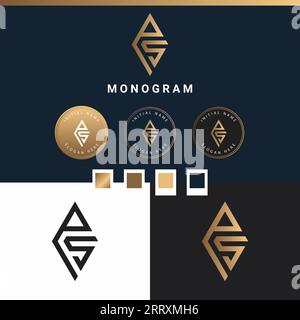 Design del logo con monogramma iniziale SP o PS Luxury Illustrazione Vettoriale