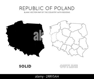 Mappa vettoriale vuota della Polonia con regioni. Confini della Polonia per la vostra infografica. Illustrazione vettoriale. Illustrazione Vettoriale