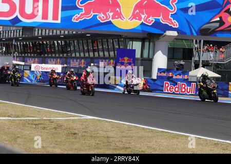 Misano Adriatico, Italia. 9 settembre 2023. Inizia Sprint Race durante il Gran Premio Red Bull di MotoGP di San Marino e la gara Tisso Sprint di Rimini Riviera sabato 8, 9, 10 settembre 2023, Misano World Circuit, Italia. (Foto di Fabio Averna/Sipa USA) credito: SIPA USA/Alamy Live News Foto Stock