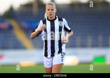 Emelie Helmvall (9 FC PAOK Salonicco) durante la partita di qualificazione della UEFA Womens Champions League St Polten vs PAOK all'NV Arena St Polten (Tom Seiss/ SPP) credito: SPP Sport Press Photo. /Alamy Live News Foto Stock