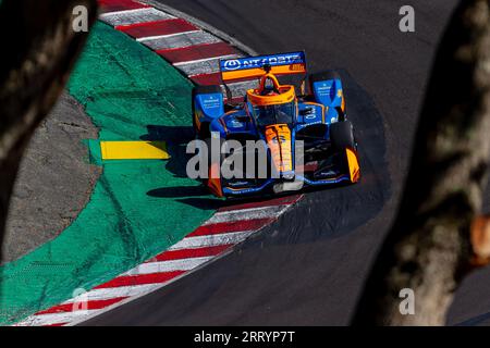 Monterey, CALIFORNIA, USA. 7 settembre 2023. Il pilota DELLA INDYCAR Series, FELIX ROSENQVIST (6) di Varnamo, in Svezia, attraversa le curve durante una sessione di prove per il Firestone Grand Prix di Monterey al WeatherTech Raceway Laguna Seca di Monterey, CALIFORNIA. (Immagine di credito: © Riley S Bridges Grindstone Media/ASP) SOLO USO EDITORIALE! Non per USO commerciale! Foto Stock