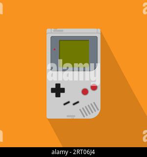 Retro console di gioco portatile a icone piatte Vector Illustrazione Vettoriale