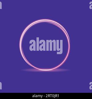 Cornice circolare ad anello al neon sfondo luminoso Illustrazione Vettoriale