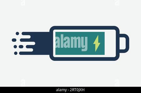 Stato dell'indicatore di carica rapida della batteria. Indicazione di ricarica elettrica rapida Illustrazione Vettoriale