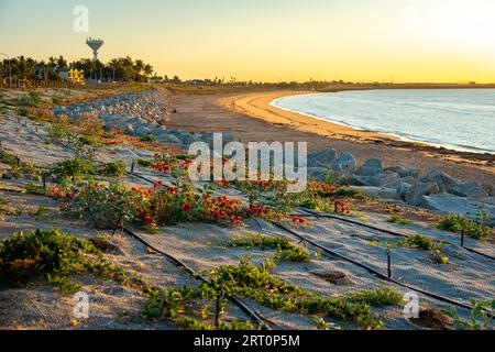 Panorama della costa di Port Hedland al tramonto, Washington, Australia Foto Stock