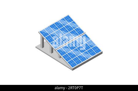 I pannelli solari assorbono l'elettricità prodotta dai raggi solari Illustrazione Vettoriale