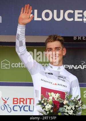 Gloucester, Regno Unito. 9 settembre 2023. Il ciclista americano Magnus Sheffield del Team Ineos-Grenadiers al Tour of Britain. Foto Stock