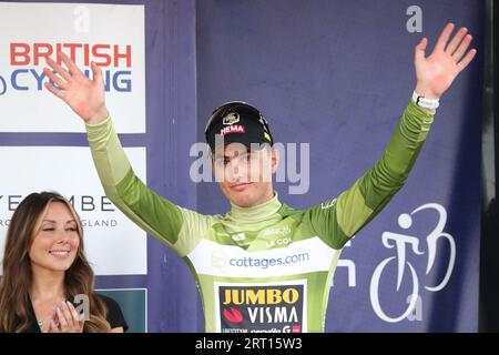 Gloucester, Regno Unito. 9 settembre 2023. Il ciclista olandese Olav Kooij del Team Jumbo-Vista al Tour of Britain. Foto Stock