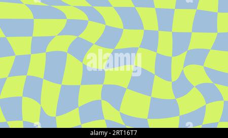 Sfondo psichedelico a scacchiera. Design hippie retrò anni '60-70. Sfondo orizzontale vettoriale Vichy, sfondo, copertina Illustrazione Vettoriale