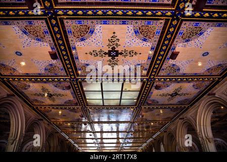 Il soffitto del passaggio inferiore di Bethesda Terrace a Central Park - Manhatann, New York City Foto Stock