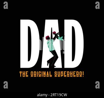 Papà, il design della t-shirt del supereroe oricinale Illustrazione Vettoriale