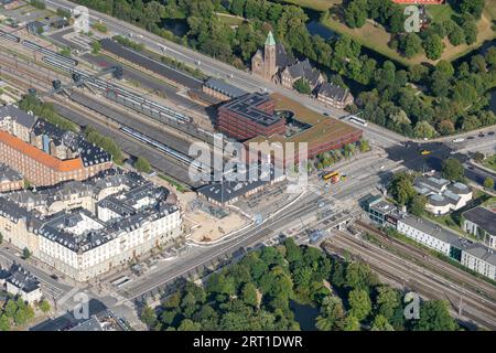 Copenaghen, Danimarca, 21 agosto 2021: Vista aerea della stazione di Osterport Foto Stock