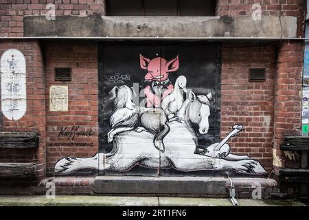 Melbourne, Australia, 5 marzo 2021, dettagli architettonici in Warburton Lane di Melbourne in una giornata nuvolosa a Melbourne, Victoria, Australia Foto Stock