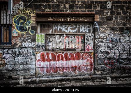 Melbourne, Australia, 5 marzo 2022, dettagli architettonici in Flanigan Lane di Melbourne in una giornata nuvolosa a Melbourne, Victoria, Australia Foto Stock