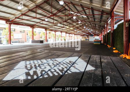 Melbourne, Australia, 29 settembre 2020: Il Queen Victoria Market è vuoto durante la pandemia di Coronavirus e il relativo blocco Foto Stock