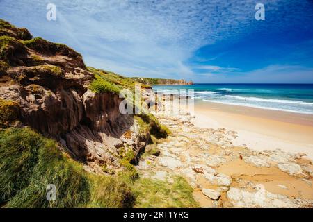 L'iconica Cape Woolamai Surf Beach e Cowrie Patch Beach a Phillip Island, Victoria, Australia Foto Stock