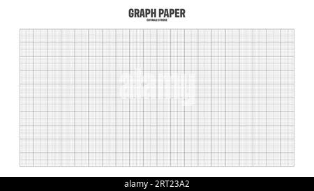 Foglio di carta grafica con griglia. Grana di carta millimetrica, motivo geometrico. Bianco con righe grigie per disegni, studi, ingegneria tecnica o scala Illustrazione Vettoriale