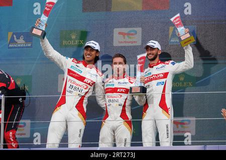 31 GELAEL Sean (idn), HABSBURG-LOTHRINGEN Ferdinand (aut), FRIJNS Robin (nld), Team WRT, Oreca 07 - Gibson, ritratto, podio durante la 6 ore di Fuji 2023, 6° round del FIA World Endurance Championship 2023, dal 7 al 10 settembre 2023 sul Fuji Speedway, a Oyama, Giappone Foto Stock