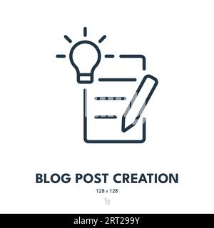 Icona creazione post blog. Blog, articolo, contenuto. Tratto modificabile. Icona vettore semplice Illustrazione Vettoriale