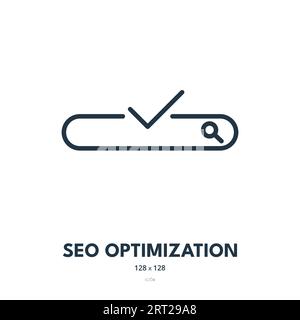 Icona Ottimizzazione SEO. Classifica, barra di ricerca, parola chiave. Tratto modificabile. Icona vettore semplice Illustrazione Vettoriale