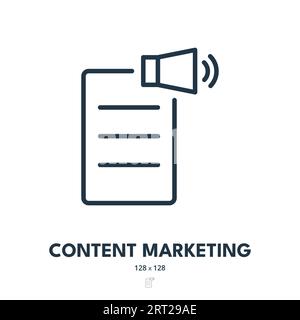 Content Marketing Icon. Copywriting, Blog, Content. Editable Stroke. Simple Vector Icon Illustrazione Vettoriale