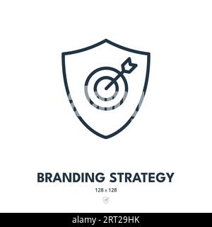 Icona strategia di branding. Marchio, pubblicità, promozione. Tratto modificabile. Icona vettore semplice Illustrazione Vettoriale