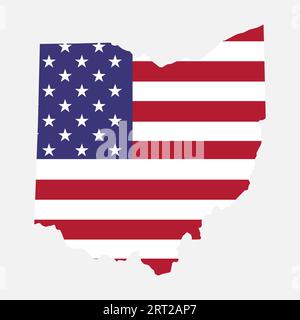 Forma della mappa dell'Ohio, stati uniti d'america. Illustrazione vettoriale simbolo icona concetto piatto . Illustrazione Vettoriale