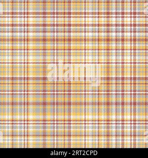 Sfondo texture tessuto a quadri senza cuciture con motivo vettoriale a quadri nei colori ambra e conchiglia marina. Illustrazione Vettoriale