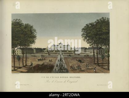 Vue de l'Ecole royale militaire, pry de l'avenue de Vaugirard, 1817-1824. Raccolta privata. Foto Stock