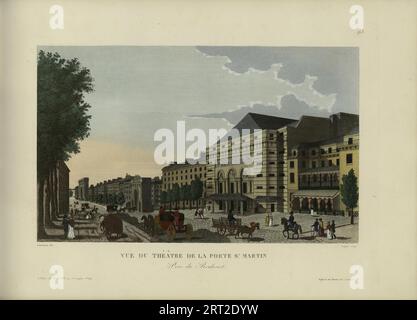 Vue du th&#xe9;&#xe2;tre de la porte Saint-Martin, Pry du Boulevard, 1817-1824. Raccolta privata. Foto Stock