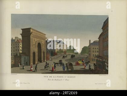 Vue de la porte Saint-Martin, pry du Boulevard Saint-Denis, tel. 1817-1824. Raccolta privata. Foto Stock