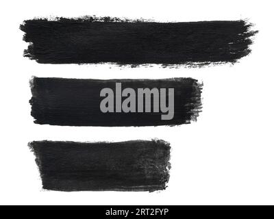 set di tratti di pennello neri Foto Stock