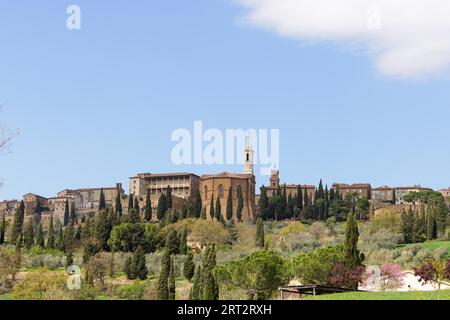 Vista di Pienza in Val d Orcia, Toscana, Italia Foto Stock