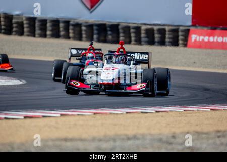 Monterey, CALIFORNIA, USA. 9 settembre 2023. INDYCAR NXT del pilota Firestone Series, HUNTER MCELREA (27) di Gold Coast, Australia, corre a turno durante il Firestone Grand Prix di Monterey sul WeatherTech Raceway Laguna Seca di Monterey, CALIFORNIA. (Immagine di credito: © Kenneth L Weisenberger Grindston/ASP) SOLO USO EDITORIALE! Non per USO commerciale! Foto Stock