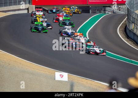 Monterey, CALIFORNIA, USA. 9 settembre 2023. INDYCAR NXT del pilota Firestone Series, HUNTER MCELREA (27) di Gold Coast, Australia, corre a turno durante il Firestone Grand Prix di Monterey sul WeatherTech Raceway Laguna Seca di Monterey, CALIFORNIA. (Immagine di credito: © Kenneth L Weisenberger Grindston/ASP) SOLO USO EDITORIALE! Non per USO commerciale! Foto Stock