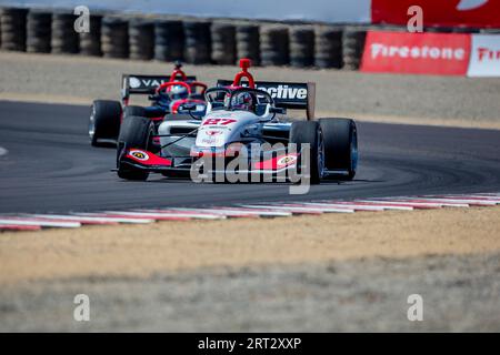 Monterey, CALIFORNIA, USA. 9 settembre 2023. INDYCAR NXT del pilota Firestone Series, HUNTER MCELREA (27) di Gold Coast, Australia, corre a turno durante il Firestone Grand Prix di Monterey sul WeatherTech Raceway Laguna Seca di Monterey, CALIFORNIA. (Immagine di credito: © Kenneth L Weisenberger Grindston/ASP) SOLO USO EDITORIALE! Non per USO commerciale! Foto Stock