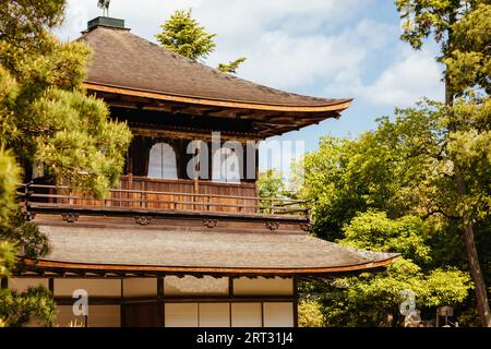 La splendida architettura e i giardini del tempio Ginkakuji del Padiglione d'Argento a Kyoto, Giappone Foto Stock