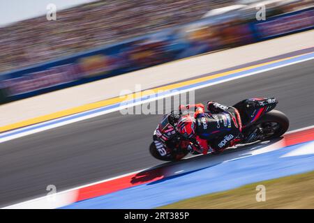 BOLOGNA, BO - 10.09.2023: MOTOGP SAN MARINO e RIVIERA DE RIMINI - Moto - MotoGP - San Marino e Rimini Riviera GP - 12° tappa del Campionato del mondo MotoGP, che si terrà questa domenica sul circuito Marco Simoncelli di Misano (10). Nella foto, Maverick Viñales (#MV12) dalla Spagna, gareggia per il team Aprilia Racing. (Foto: Luca Castro/Fotoarena) Foto Stock