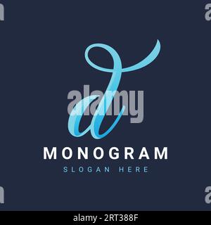 Lettera iniziale D monogramma di lusso lettera di testo Logo Design Illustrazione Vettoriale