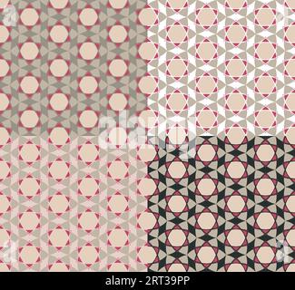 Motivo ornamentale geometrico senza cuciture. Griglia decorativa a stella di colore pastello curvo. Sfondo trasparente. Design astratto alla moda, vettoriale Illustrazione Vettoriale