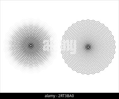 Elementi circolari concentrici. Elemento per grafica web design, modello per stampa, tessuto, involucro, decorazione, motivi grafici astratti senza cuciture. Illustrazione Vettoriale