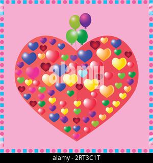 congratulazioni e auguri sfondo del poster con un'illustrazione vettoriale a forma di cuore, che incorpora elementi grafici adatti al festival Illustrazione Vettoriale