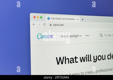 Ostersund, Svezia - 23 giugno 2023: Sito Web Canva su schermo di un computer. Canva è una piattaforma di grafica australiana. Foto Stock