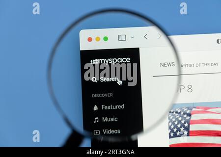 Ostersund, Svezia - 18 luglio 2023: Sito web MySpace. MySpace è un servizio di social networking con sede negli Stati Uniti. Foto Stock