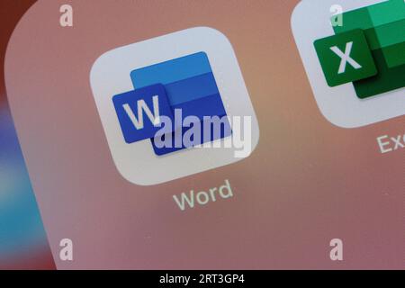 Ostersund, Svezia - Mars 19, 2023 icona dell'app Microsoft Word. Microsoft Word è un elaboratore di testi sviluppato da Microsoft. Foto Stock