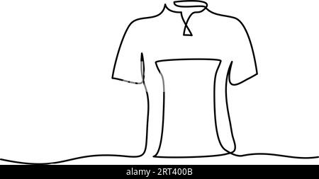 Schizzo della T-shirt. Disegno continuo a una linea. Illustrazione vettoriale grafica di contorno Illustrazione Vettoriale