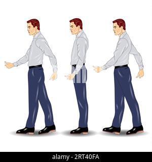 Illustrazione vettoriale di un uomo in camicia e pantaloni su sfondo bianco Foto Stock