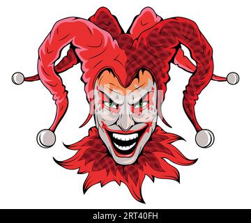 Joker Face. Vettore di Jolly Joker. Carta da gioco Joker Illustrazione Vettoriale