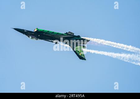 BELGIO 9 settembre 2023, General Dynamic F16 Falcon Viper, squadra dimostrativa di caccia jet Foto Stock